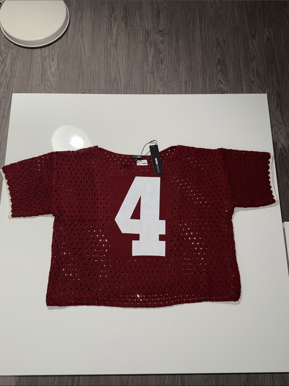 Fashion Nova 4 Burgundy Crochet Crop Top with White Tag Size XS